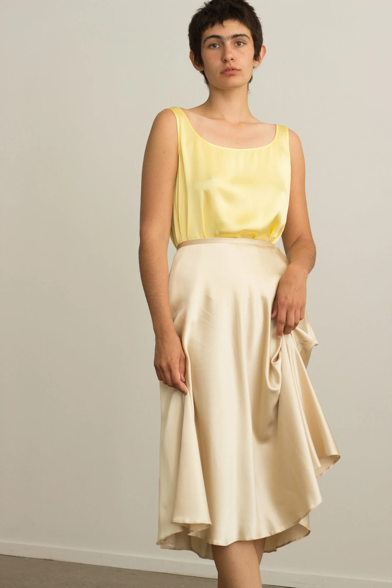 Bias cut skirt cream clearance